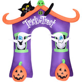 Haunted Hill Farm - 9-Ft. Inflatable Pre-Lit Trick or Treat Walkway Arch with Black Cat, Jack-O-Lantern, and Ghost - Purple