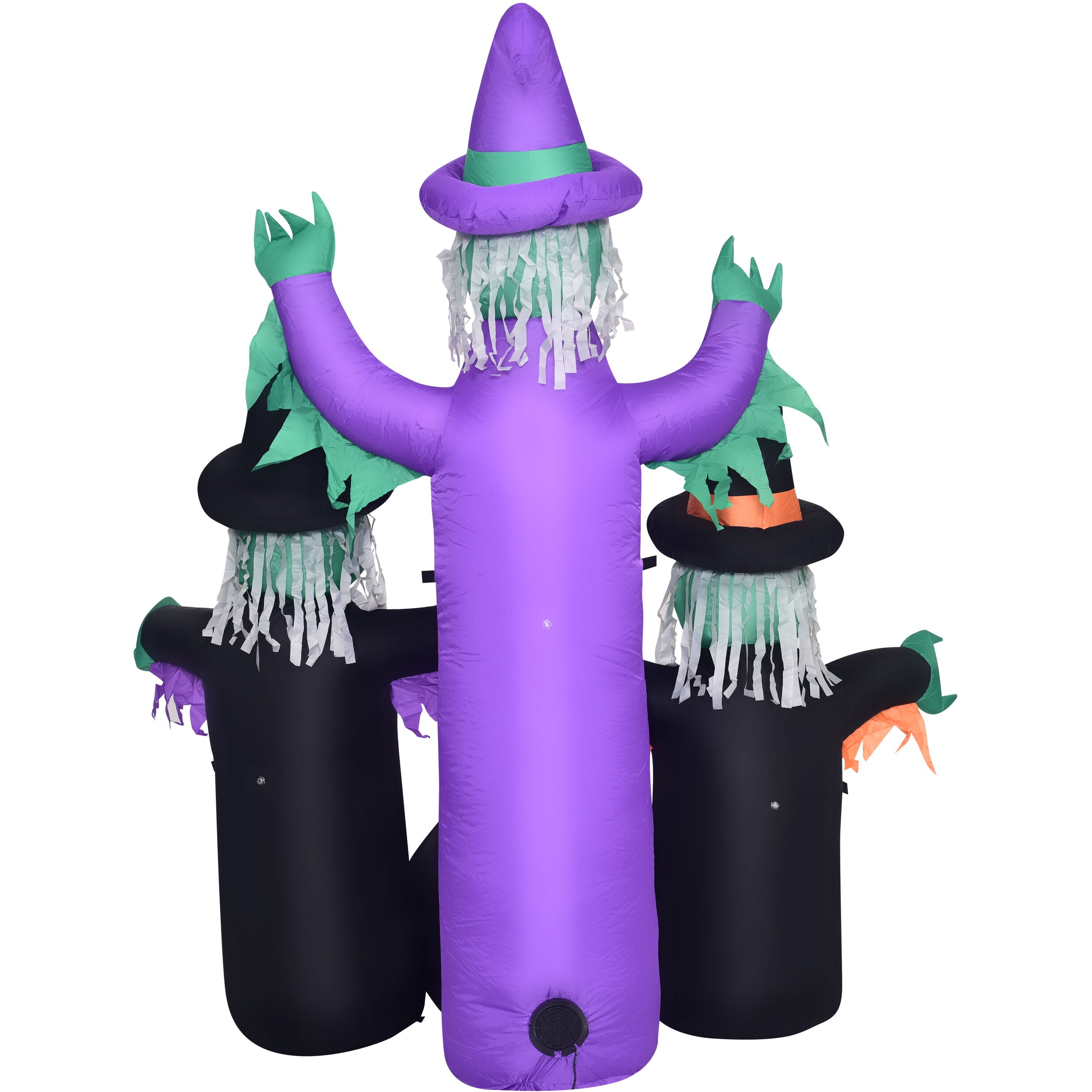 Haunted Hill Farm - 6-Ft. Inflatable Pre-Lit Brewing Witch Trio with Cauldron - Multi