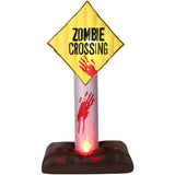 Haunted Hill Farm - 6-ft. Prelit Inflatable Zombie Crossing Sign - Yellow