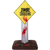 Haunted Hill Farm - 6-ft. Prelit Inflatable Zombie Crossing Sign - Yellow