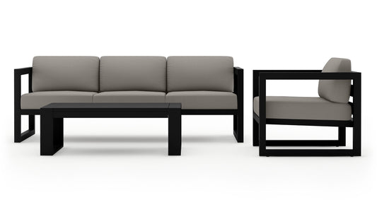 Harmonia Living - Avion 3 Piece Sofa Set - Black | HL-AVN-BK-3SS