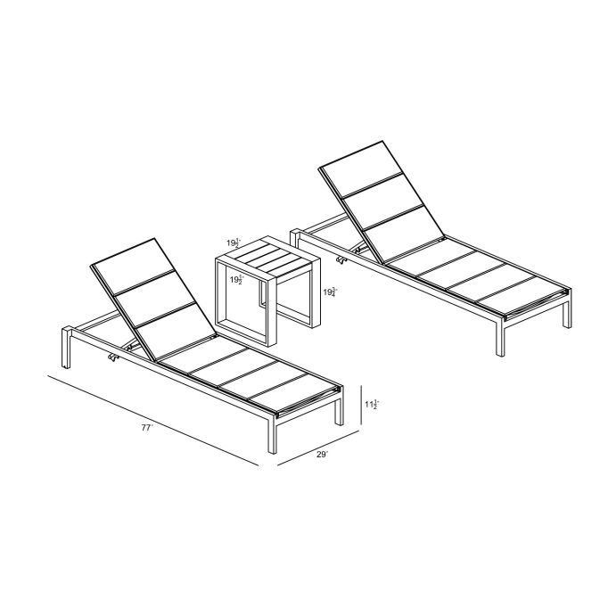 Harmonia Living - Lift 3 Piece Chaise Lounge Set