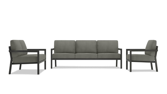 Harmonia Living - Pacifica 3 Piece Sofa Loveseat Set - Slate | HL-PAC-SL-3SLSS