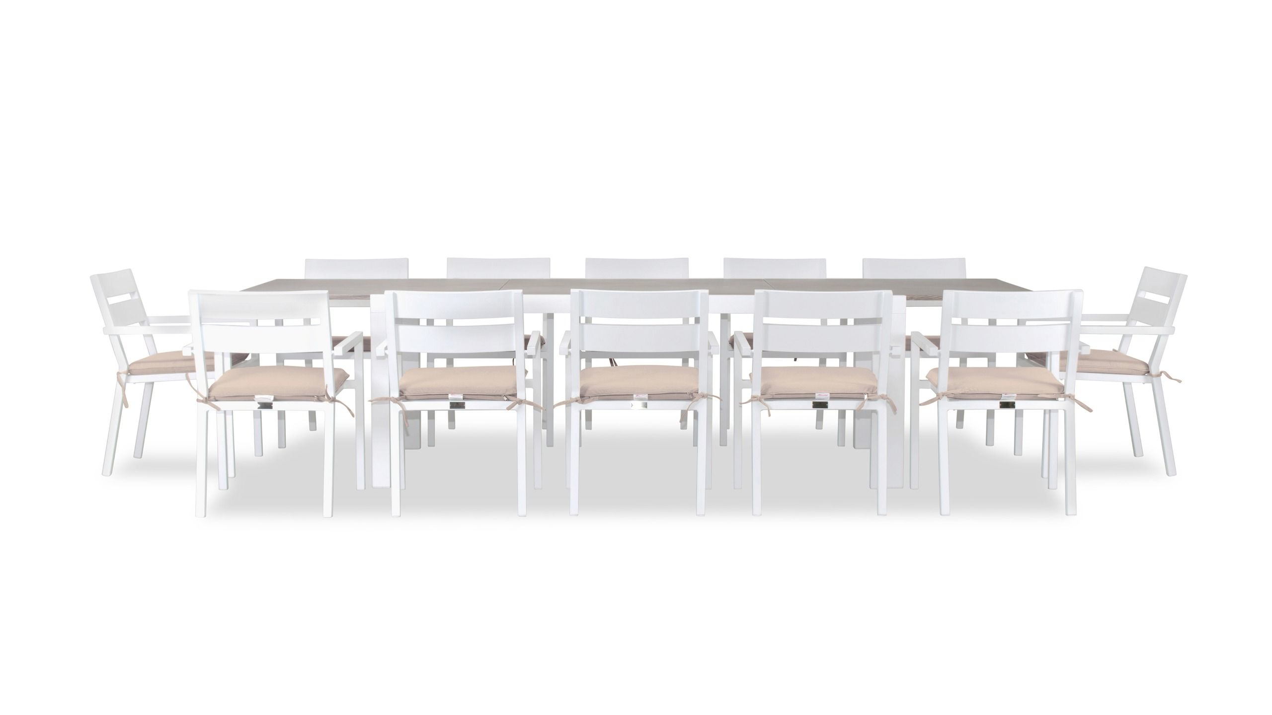 Harmonia Living - Pacifica 13 Piece Extendable Dining Set - White | HL-PAC-WHT-13EDS-B