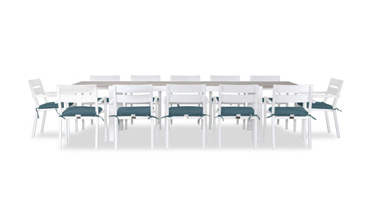 Harmonia Living - Pacifica 13 Piece Extendable Dining Set - White | HL-PAC-WHT-13EDS-B