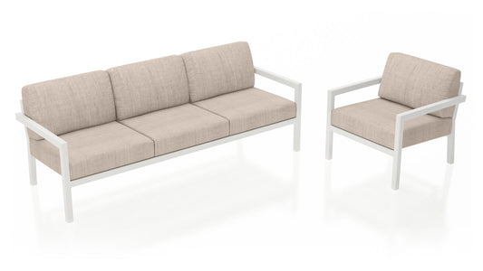 Harmonia Living - Pacifica 2 Piece Sofa Set - White | HL-PAC-WHT-2SS