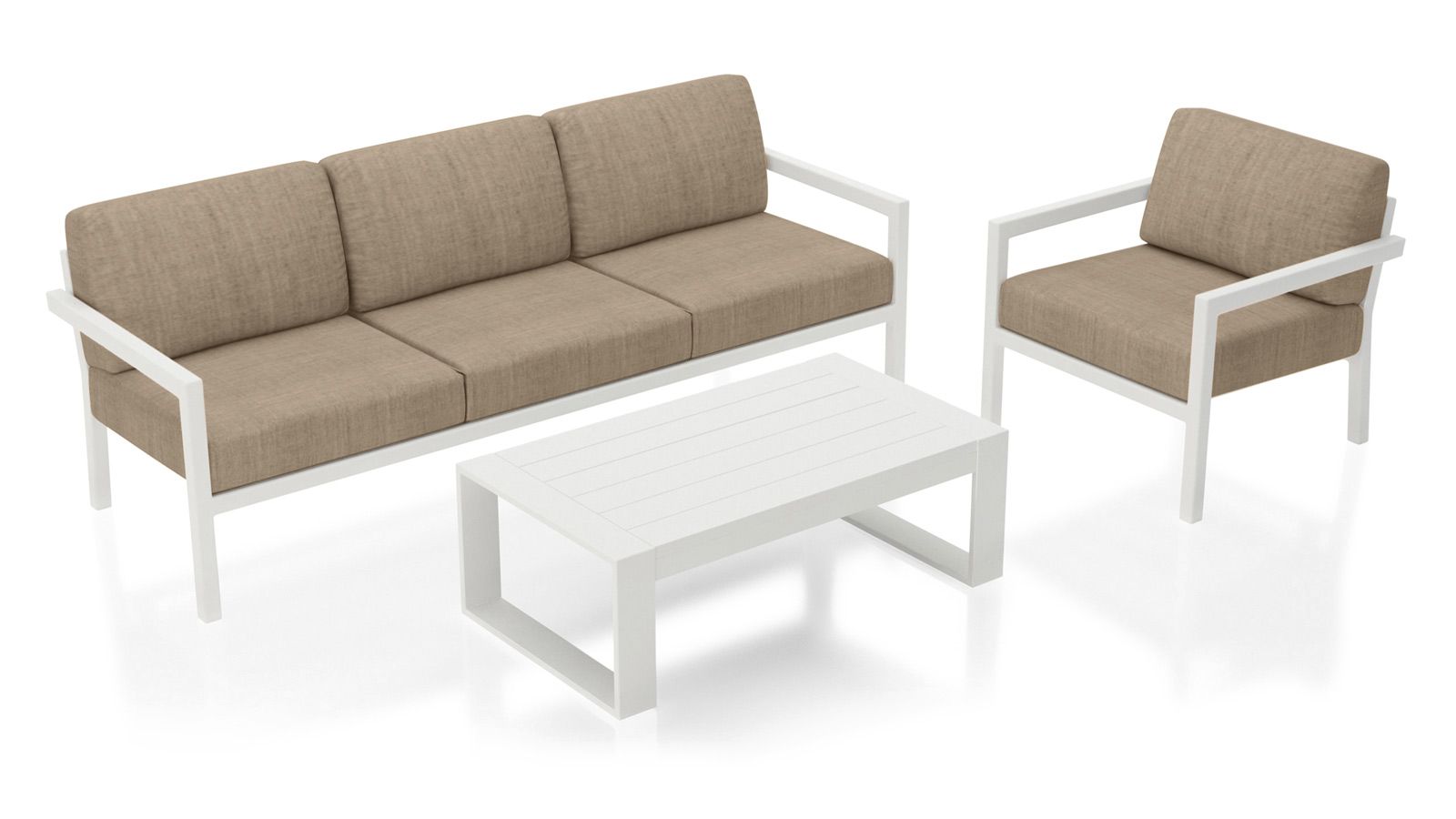Harmonia Living - Pacifica 3 Piece Sofa Set - White | HL-PAC-WHT-3SS