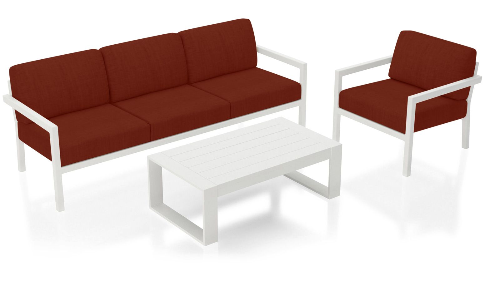 Harmonia Living - Pacifica 3 Piece Sofa Set - White | HL-PAC-WHT-3SS