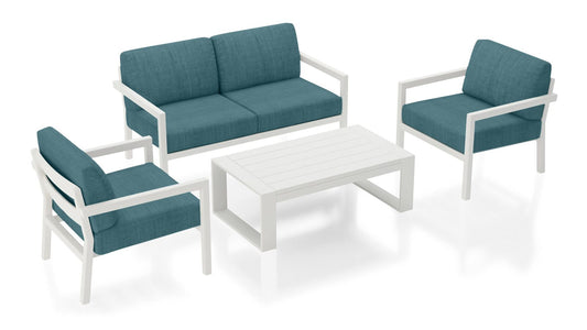 Harmonia Living - Pacifica 4 Piece Sofa Set - White | HL-PAC-WHT-4SS