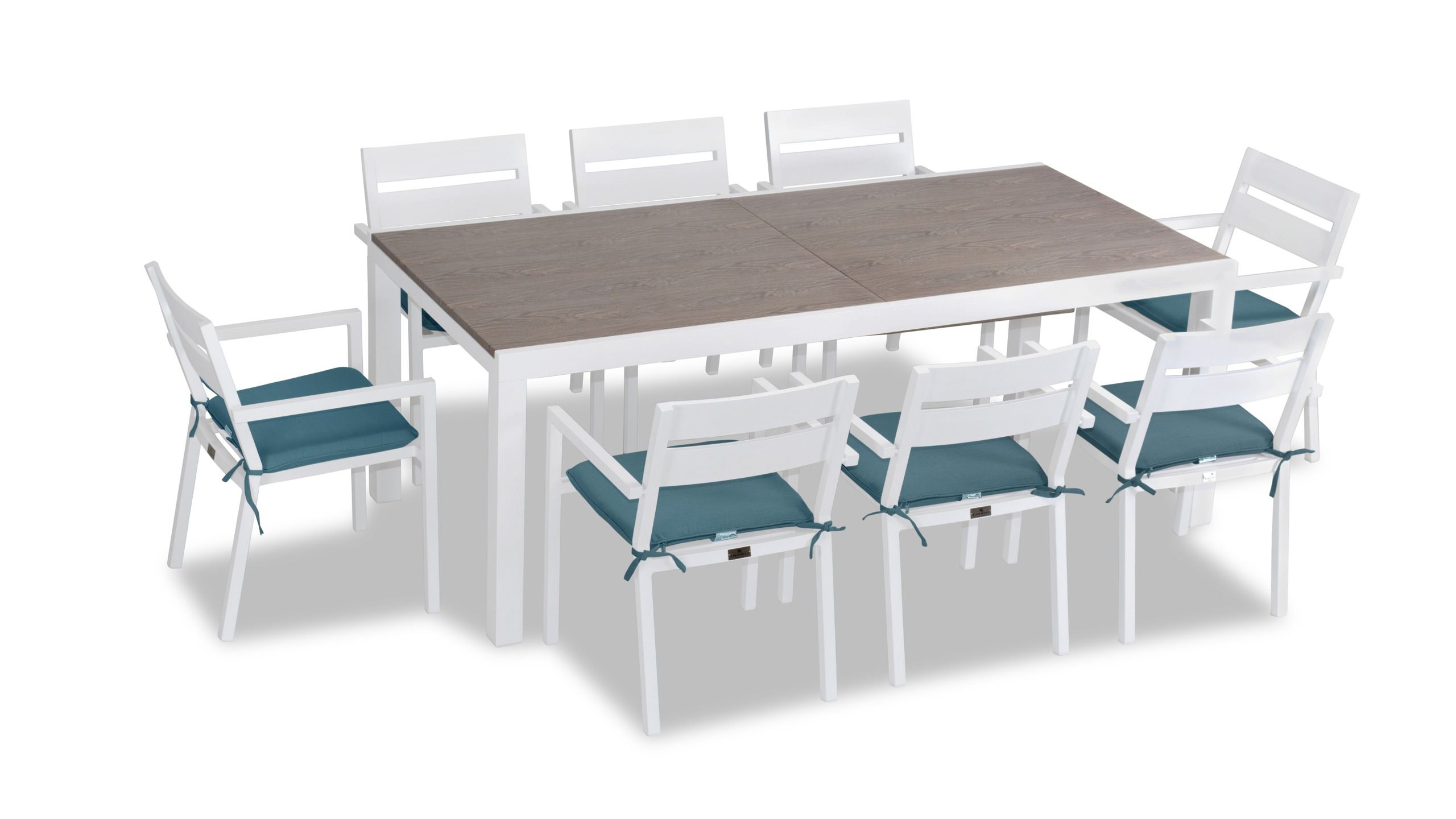 Harmonia Living - Pacifica 9 Piece Extendable Dining Set - White | HL-PAC-WHT-9EDS-B