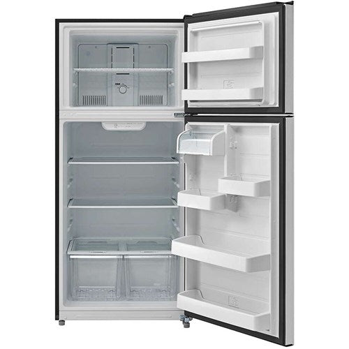 Midea - 18 CF Top Mount Refrigerator, Glass Shelves, Ice Maker Ready, ESTAR - MRT18S3ABB