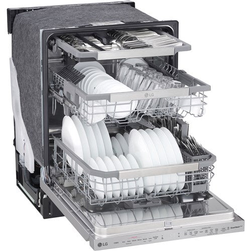 LG - 24" Top Ctrl Dishwasher, 44 dBA, 3rd Rack, TrueSteam, ThinQ - LDP6810SS
