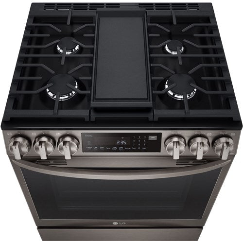 LG - 6.3 CF Gas Single Oven Slide-In Range, Instaview, Air Fry, ProBake,ThinQ - LSGL6335D