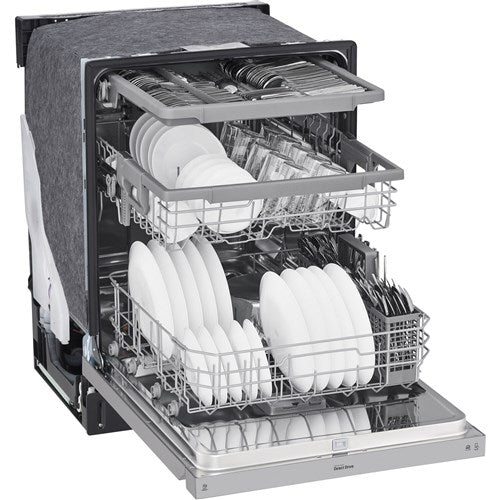 LG - 24" Front Control Dishwasher, 48 dBA, QuadWash, EasyRack Plus, 3rd Rack - LDFN4542S