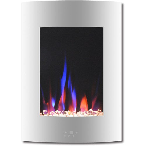 Cambridge - 19.5" Vertical Color Changing Wall Mount Fireplace with Crystals - White