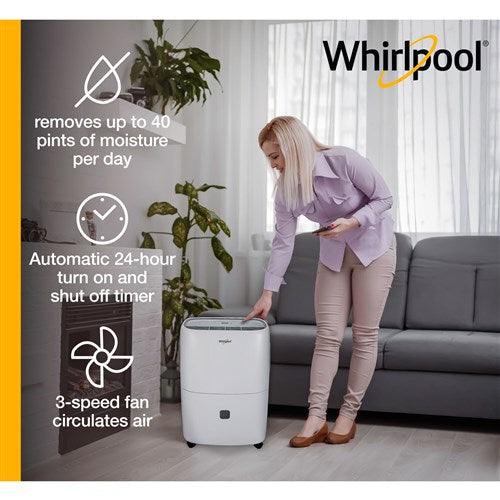 WHIRLPOOL - 40 Pint Dehumidifier with Pump, White, E-Star | WHAD40PCW