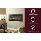 Cambridge - 56" Wall Mount Electronic Fireplace with Logs - Black