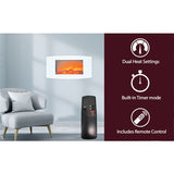 Cambridge - 35" Curved Wall Mount Electronic Fireplace with Logs - White