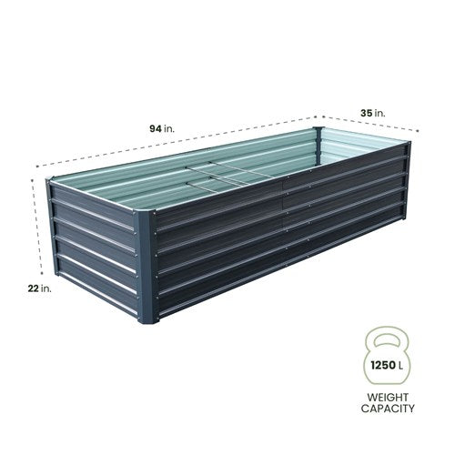 Hanover - Galvanized Steel Raised Rectangle Garden Bed 94"x35"x22" - Grey - HANRECGB-5GRY