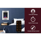 Cambridge - 19.5" Vertical Color Changing Wall Mount Fireplace with Crystals - White