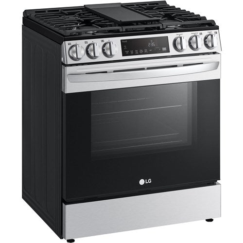 LG - 5.8 CF Gas Single Oven Slide-In Range, Air Fry, Fan Convection, ThinQ - LSGL5833F