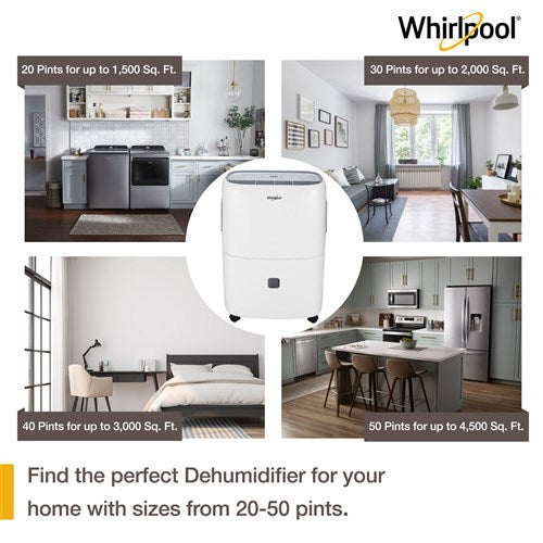 WHIRLPOOL - 50 Pint Dehumidifier, White, E-Star | WHAD501CW