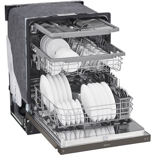LG - 24" Front Control Dishwasher, 48 dBA, QuadWash, EasyRack Plus, 3rd Rack - LDFN4542D