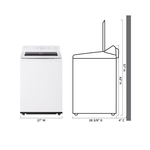 LG - 4.8 CF Top Load Agitator Washer, TurboWash3D, Wi-Fi, Easy Unload - WT8205CW