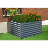 Hanover 59-In. Open-Base Raised Garden Bed for Flowers, Herbs, and Vegetables - Galvanized Steel