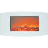 Cambridge - 35" Curved Wall Mount Electronic Fireplace with Logs - White