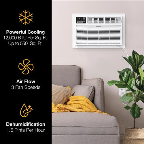 Arctic Wind - 12,000 BTU (DOE) 115-Volt Through-The-Wall Air Conditioner Cools 550 sq. ft. with Remote in White | WHAT121-1BW