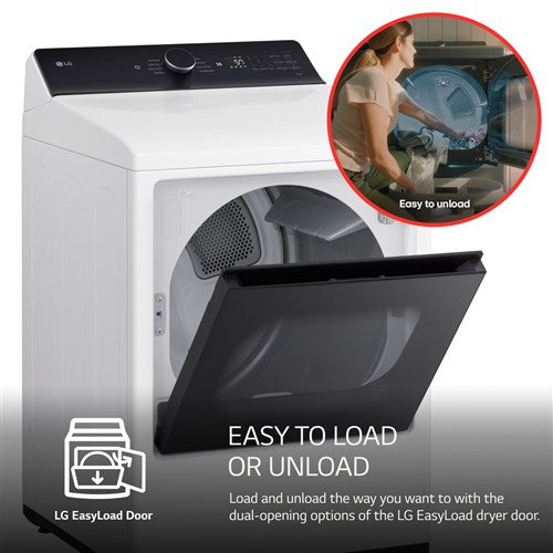 LG - 7.3 CF Electric Dryer, Wi-Fi, Easy Load, AI Sensor Dry - DLE8400WE