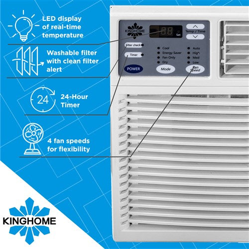 KINGHOME - 10,000 BTU Window Air Conditioner with Electronic Controls, Energy Star | KHW10BTE