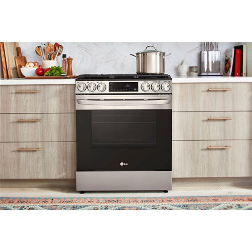 LG - 5.8 CF Gas Single Oven Slide-In Range, Air Fry, Fan Convection, ThinQ - LSGL5833F