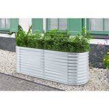 Hanover 94-In. Oval Open-Base Raised Garden Bed for Flowers, Herbs, and Vegetables - Galvanized Steel
