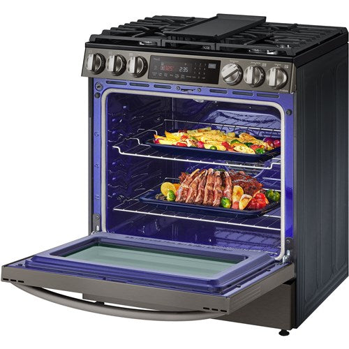 LG - 6.3 CF Gas Single Oven Slide-In Range, Instaview, Air Fry, ProBake,ThinQ - LSGL6335D