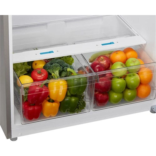 Midea - 21 CF Top Mount Refrigerator, Glass Shelves, Ice Maker Ready, ESTAR - MRT21D3BWW