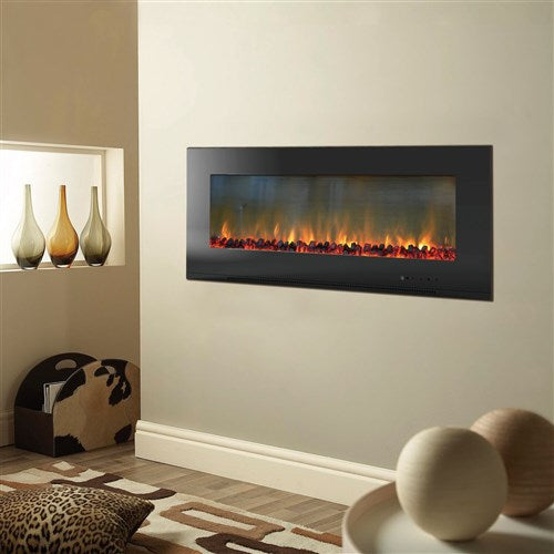 Cambridge - 56" Wall Mount Electronic Fireplace with Logs - Black