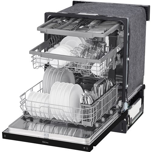 LG - 24" Front Control Dishwasher, 48 dBA, QuadWash, EasyRack Plus, 3rd Rack - LDFN4542B