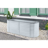 Hanover 94-In. Oval Open-Base Raised Garden Bed for Flowers, Herbs, and Vegetables - Galvanized Steel