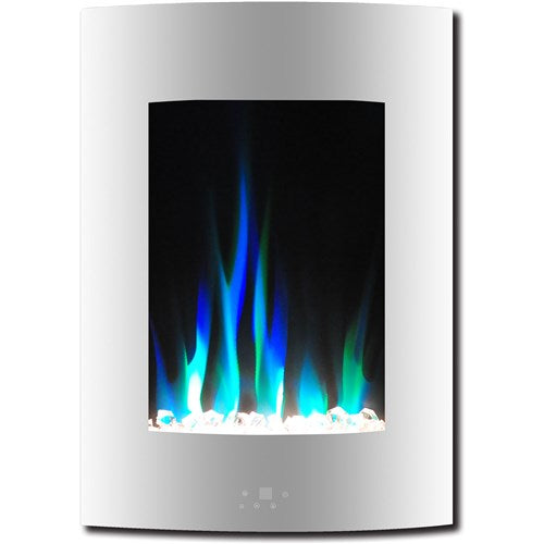 Cambridge - 19.5" Vertical Color Changing Wall Mount Fireplace with Crystals - White