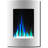 Cambridge - 19.5" Vertical Color Changing Wall Mount Fireplace with Crystals - White