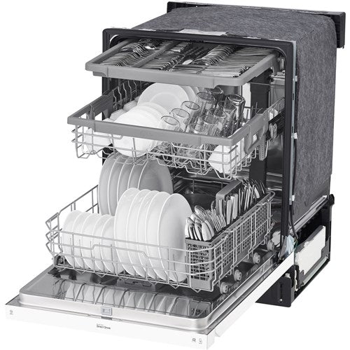LG - 24" Front Control Dishwasher, 48 dBA, QuadWash, EasyRack Plus, 3rd Rack - LDFN4542W
