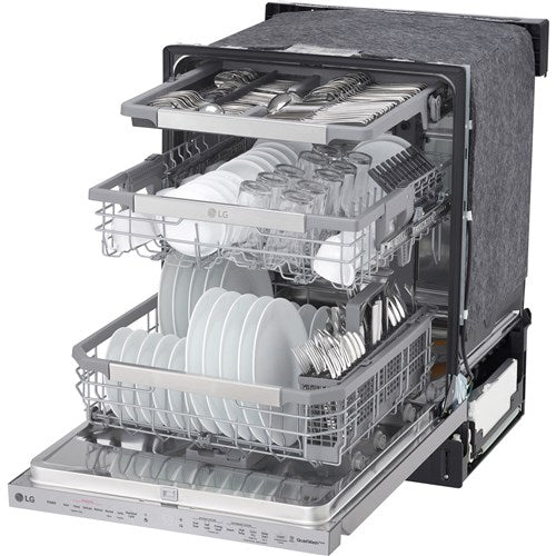 LG - 24" Top Ctrl Dishwasher, 44 dBA, 3rd Rack, TrueSteam, ThinQ - LDP6810SS