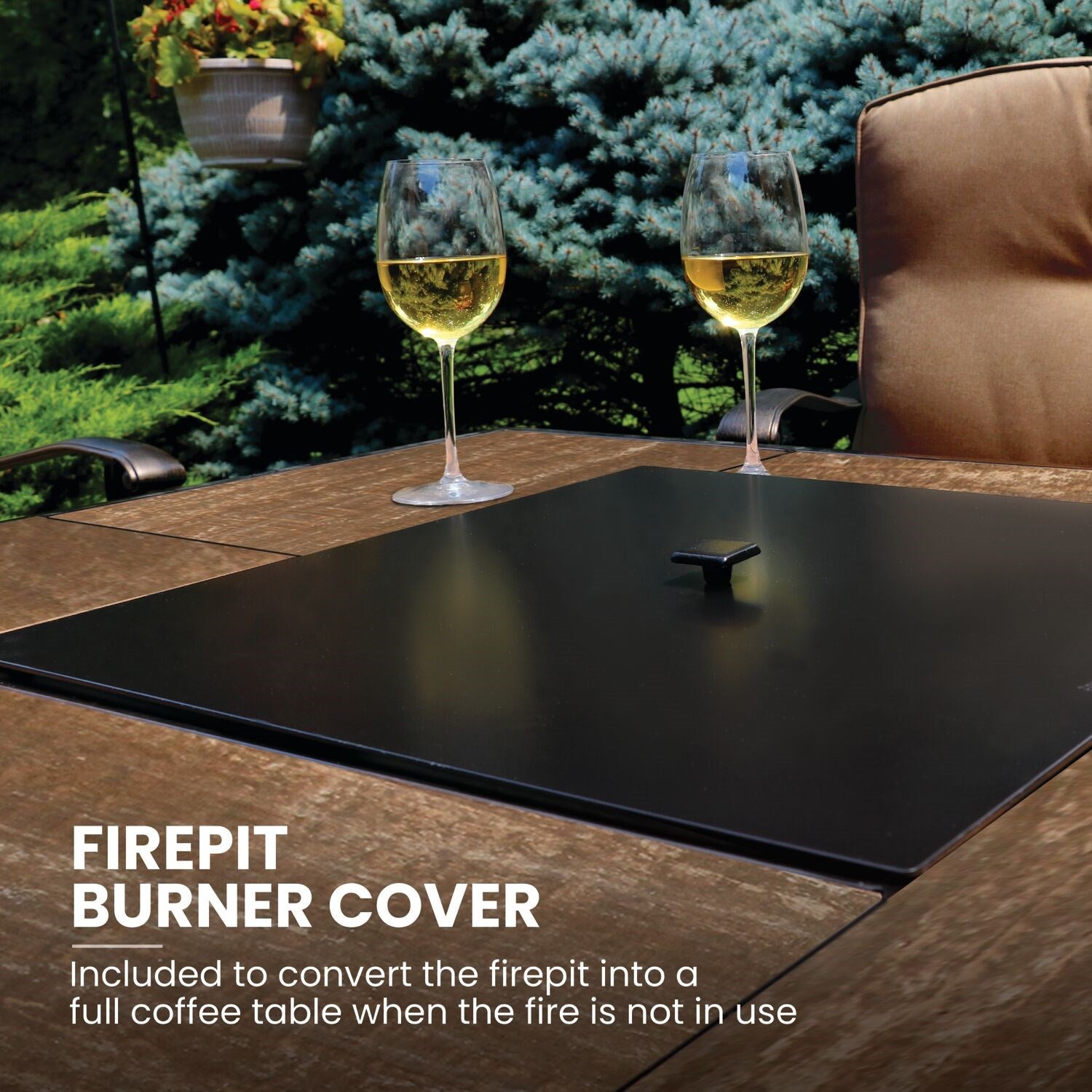 Hanover - Summer Nights 5 piece: 4 cushion rockers, woven fire pit with wood tile top - SUMMR5PCWVFP-WG