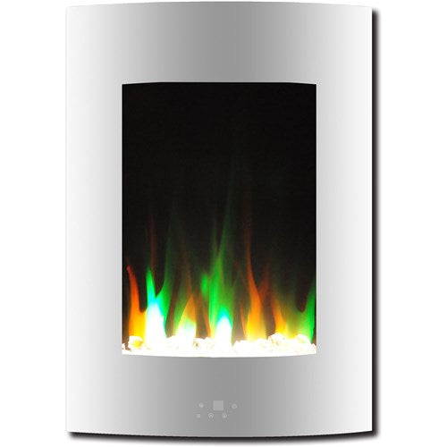 Cambridge - 19.5" Vertical Color Changing Wall Mount Fireplace with Crystals - White