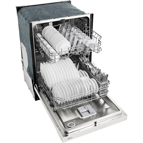 Midea - 24" Front Control Dishwasher, 52 dBA, Hybrid Tub - MDF24P1BWW