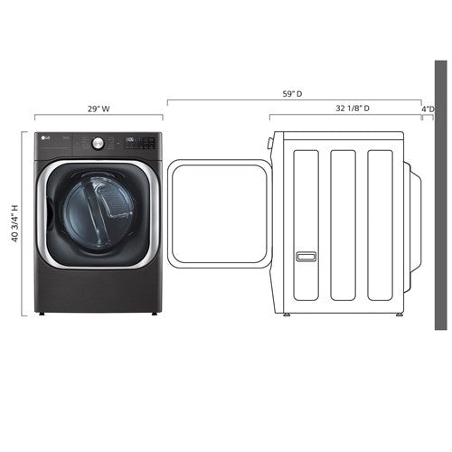 LG - 9.0 CF Mega Capacity Electric Dryer with Sensor Dry, Turbo Steam - DLEX8900B