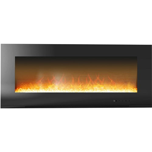 Cambridge - 56" Wall Mount Electronic Fireplace with Crystal Rocks - Black