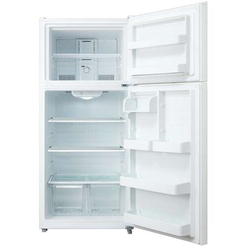 Midea - 18 CF Top Mount Refrigerator, Glass Shelves, Ice Maker Ready, ESTAR - MRT18S3AWW